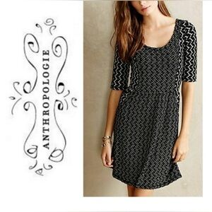 Saturday Sunday Anthropologie Black White Knit‎ Dress Size Small Scoop Neck